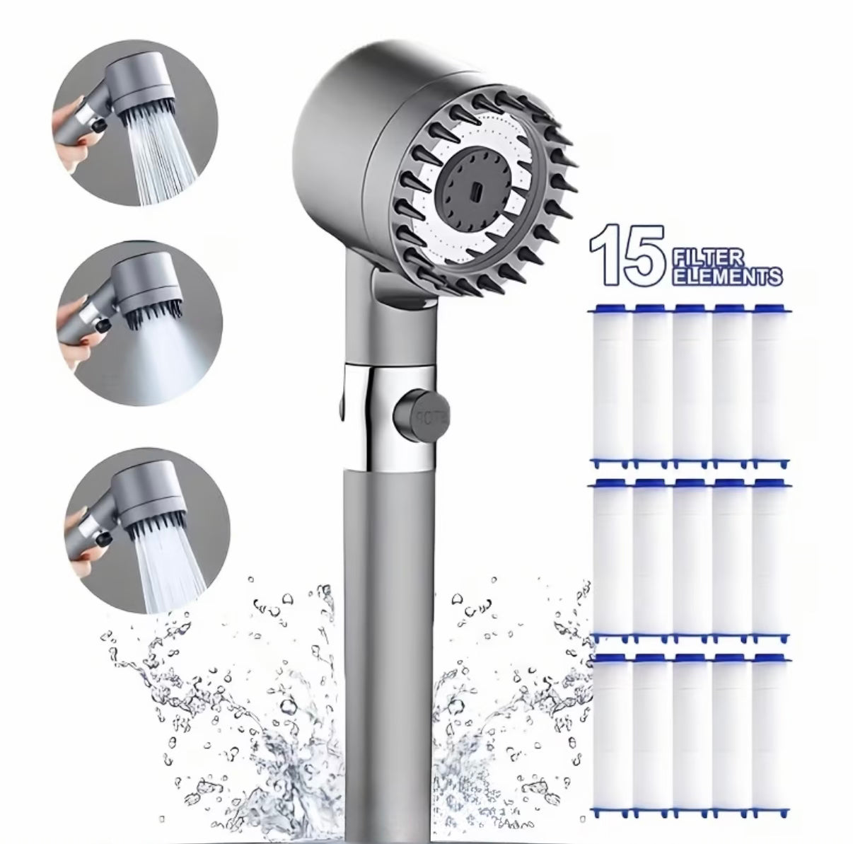Duș cu Presiune Turbo™ – Jet Puternic + Filtru Integrat